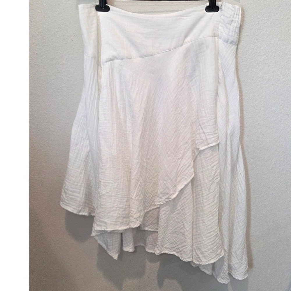 Soft Surroundings White Gauze Asymmetrical Handkerchief Hem Midi Skirt Boho PXL - Picture 6 of 7